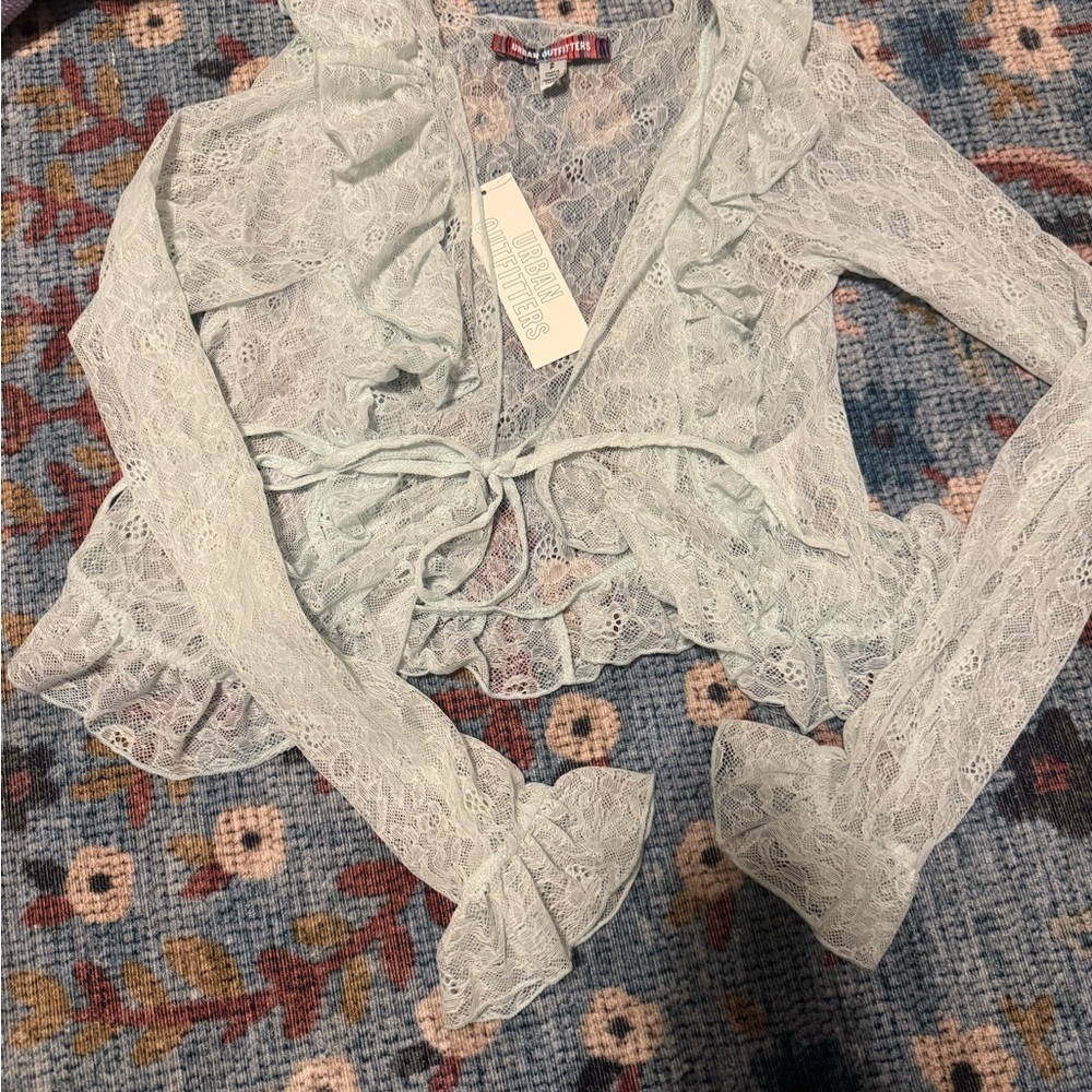 Urban Outfitters Light Blue Lace Blouse